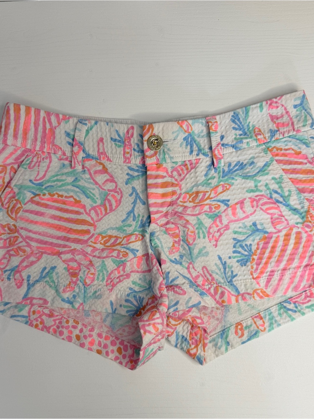 Lilly Pulitzer The Walsh Short Pink & Coral Crab Print Size 2